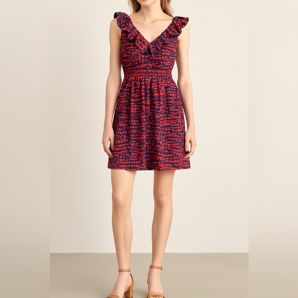 Marc New York Ruffle V-neck Red and Black Dress - 8